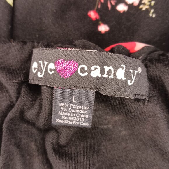 Eye Candy Womens Size Large Romper Black Floral Spaghettii Strap With Sash - Picture 6 of 6